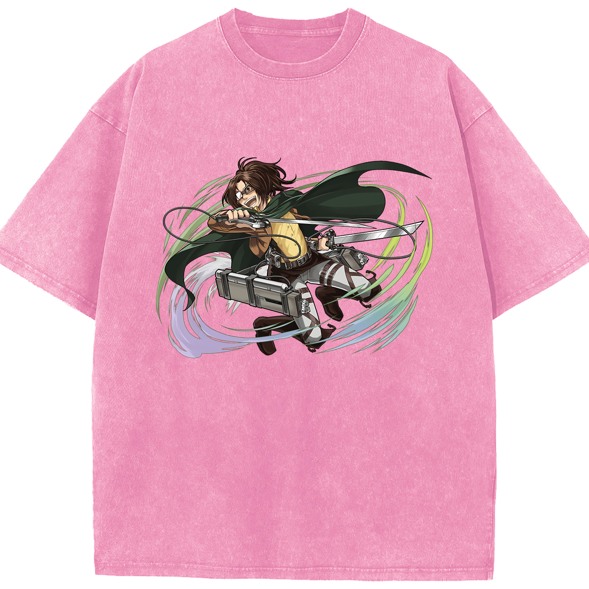 （画像用） 進撃の巨人 ハンジ·ゾエ Attack on Titan Hanji Zoe 綿100% ヴィンテージ風 半袖Tシャツ（フロントプリント）